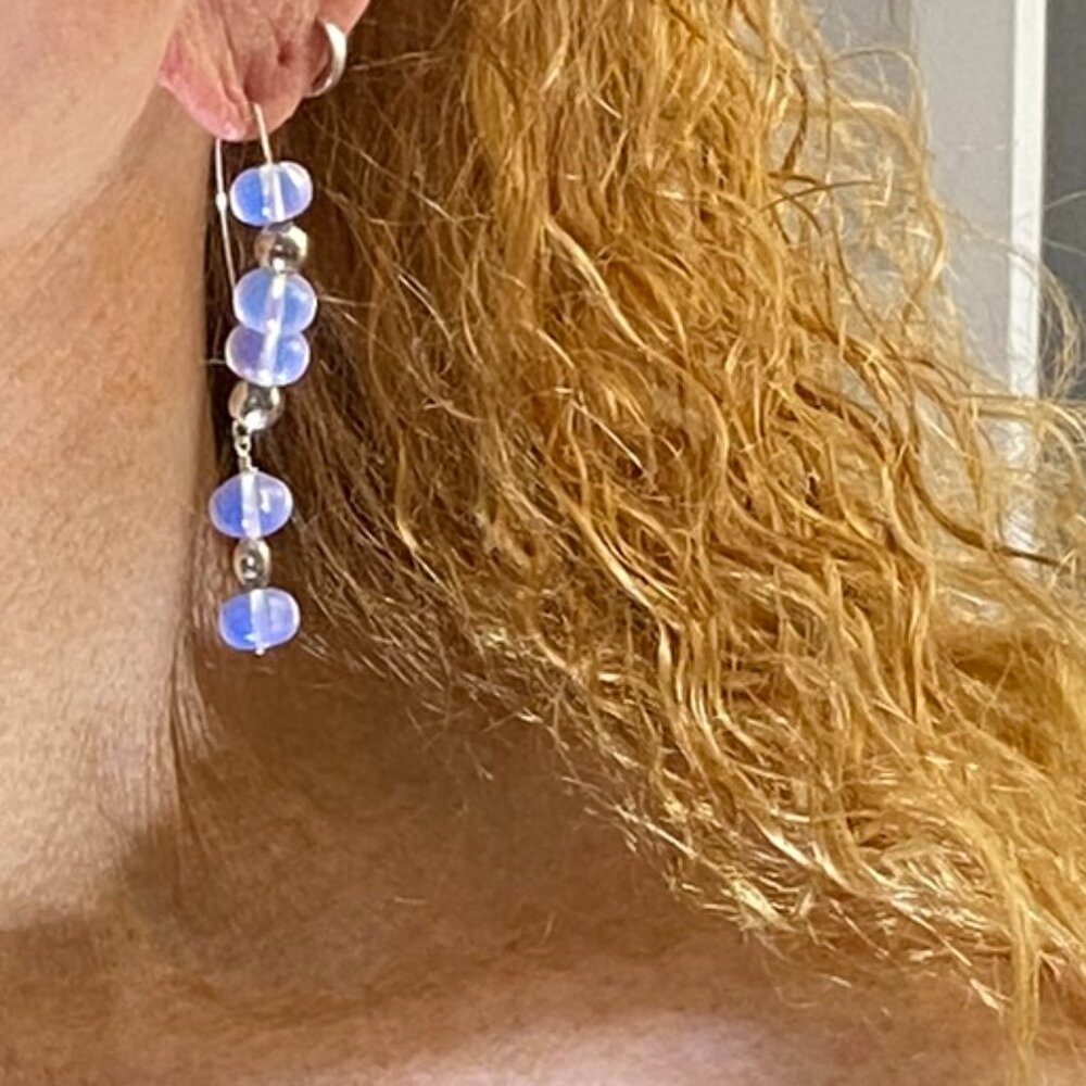 Silver Moonstone Stone Short Dangle Earrings Jewelry